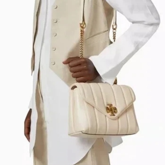 Tory Burch Kira Small Quilted Leather Top Handle Satchel Black Gold NWT - Picture 11 of 11